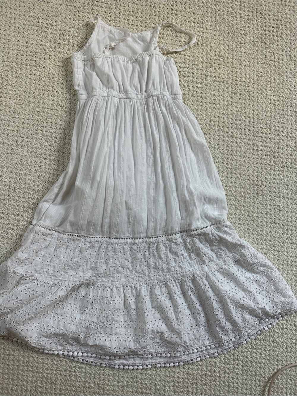 White Eyelet Maxi Dress for Kids - Lightweight Summer Dress size 7/8 - Picture 5 of 6